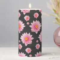 Elegant Floating Pink Lotus Flowers Pillar Candle