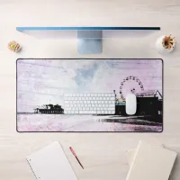 Santa Monica Pier Pink Grunge Desk Mat