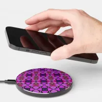 Purple Gold Blue White Arty Geographic Pattern Wireless Charger