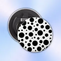 Black Polka Dots on White | Bottle Opener