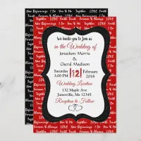 Black and Red Modern Romantic Wedding Invitation