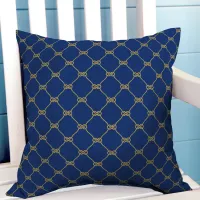 Navy Blue Gold Knots Nautical Pattern Throw Pillow