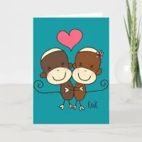 Sock Monkey Hugz Greeting Card