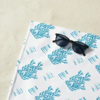 Modern Coral Coastal  Beach Towel