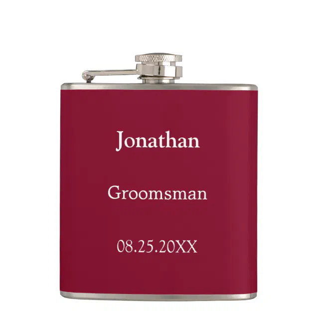 Elegant Burgundy Personalized Groomsman Flask