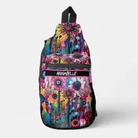 Colorful Doodle Flowers  Sling Bag