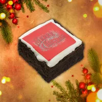 Merry Christmas - Vintage Style Black on Red | Brownie