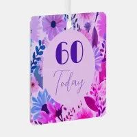 Mom 60th Birthday Pink, Blue And Purple Flowers Metal Ornament