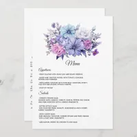 Silver, Icy Blue and Lilac Floral Wedding Menu