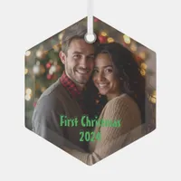 Customizable First Christmas Glass Ornament