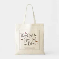 Thankful Grateful Blessed Autumn Leaves Typography Tote Bag