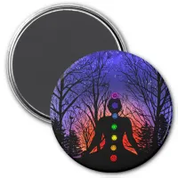 Meditation and the Trees on a starry night Sunset Magnet