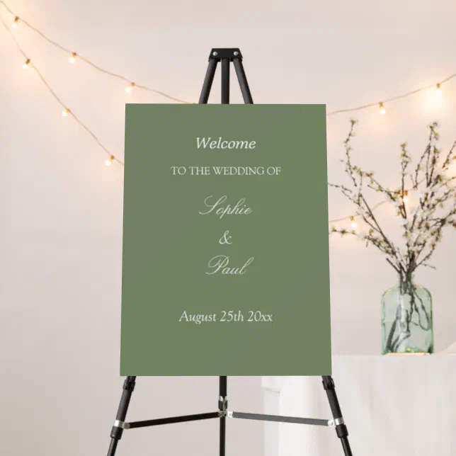 Elegant Sage Green Wedding Welcome Sign