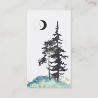 *~*  Crescent Moon Trees Pine Gold Stars Glitter Business Card