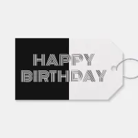 Happy Birthday Op Art Minimal Black White Stylish Gift Tags