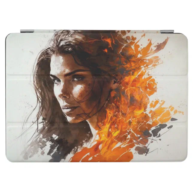 Woman of Fire Portrait Watercolor iPad Air Cover