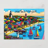 Martha's Vineyard | Colorful Abstract Art Postcard