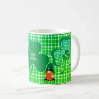 Irish Gnome Monogram Shamrock St Patricks Coffee Mug