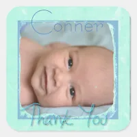 Personalized Teal and Blue Baby Thank You Stickers