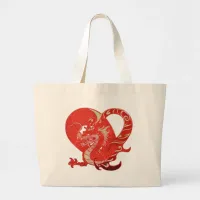 Dragon Heart Valentine Large Tote Bag