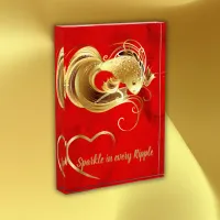 Gold goldfish on red foil monogram | photo block