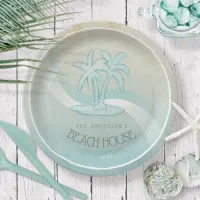 Beach House Palm Trees Aqua ID623 Paper Plates