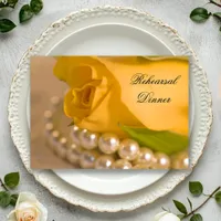 Yellow Rose White Pearls Wedding Rehearsal Dinner Invitation