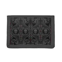 Goth Gray Ornament with Skull  Trifold Wallet