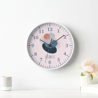 Modern Cute Girly Boho Holding Flower Art  Clock