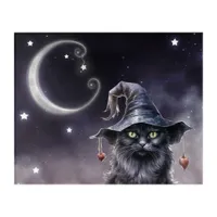 Black Halloween Cat Wearing a Witch Hat  Acrylic Print