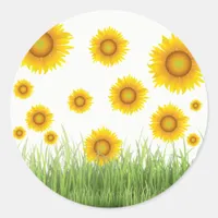 Bright and Elegant Sunflower Graphic Design Classic Round Sticker