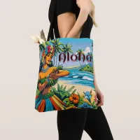 Aloha | Hawaii Hula Dancer on the Beach Tote Bag
