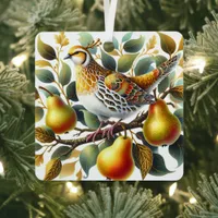 A Partridge in a Pear Tree Personalized Christmas Metal Ornament