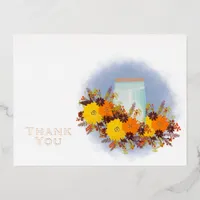 Sunflower Wedding Thank You Foil Holiday Postcard