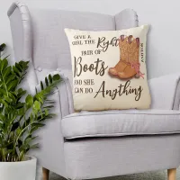 Boots Cowgirl Western Rustic Boho Quote Throw Pillow