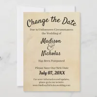 Change the Date Wedding Postponed Brown Parchment Save The Date
