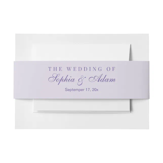 Lavender Golden Watercolor Floral  Invitation Belly Band