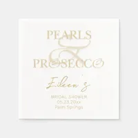 Ampersand White Pearls & Prosecco Bridal Shower Napkins