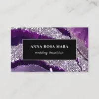 *~* AP66 Glam QR Lavende Purple Silver Glitter  Business Card