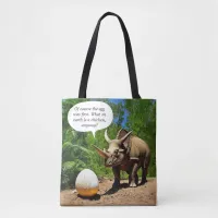 Dinosaur Egg Triceratops Dino Animal Humor Funny Tote Bag