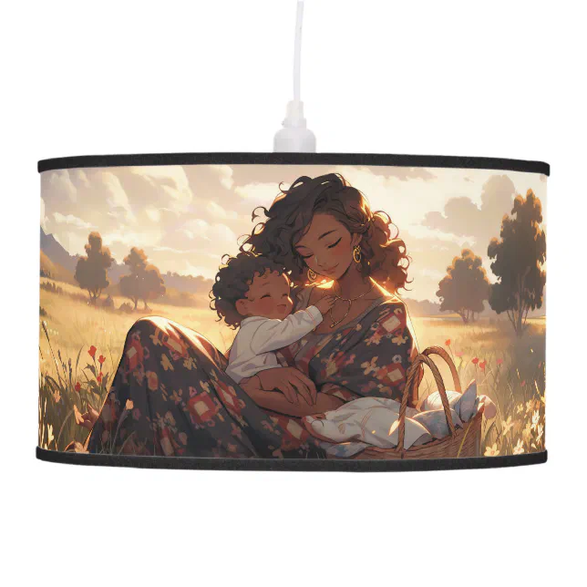 Anime mother in a morning meadow ceiling lamp
