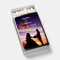 Silhouette Bride & Groom Sunset Wedding Reception Matchboxes