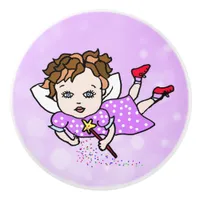 Whimsical Folk Art Fairy with Star Dust Ceramic Knob