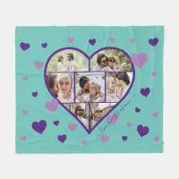 Hearts Photo Collage Fleece Blanket