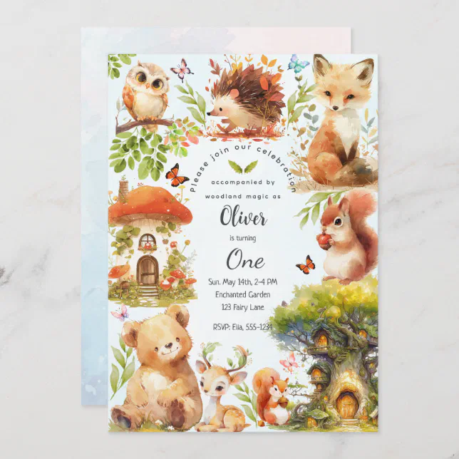 Wild One Enchanted Forest Birthday  Invitation