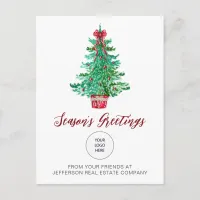 Vintage Christmas Tree Company Logo Business  Holiday Postcard