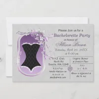 black corset elegant bachelorette party invite