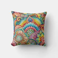 Psychedelic Hippie Swirl Throw Pillow