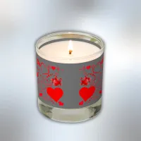 Simple Red Hearts Romantic Love On Charcoal | Scented Candle