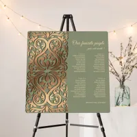 Elegant Sage Green and Gold Wedding Seating Chart Foam Board